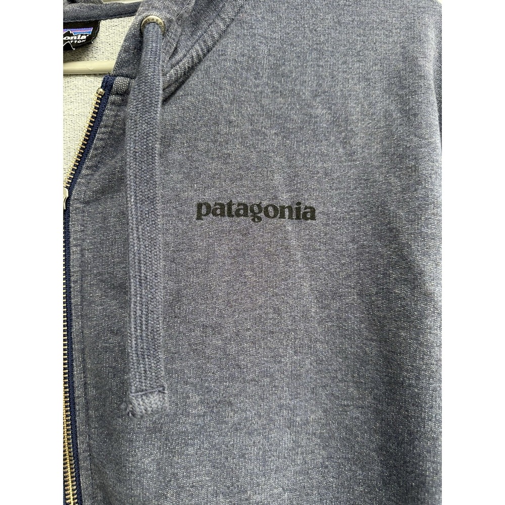 Patagonia Full Zip Hoodie Gray Logo Sweatshirt Men's Large Distressed - Picture 4 of 6